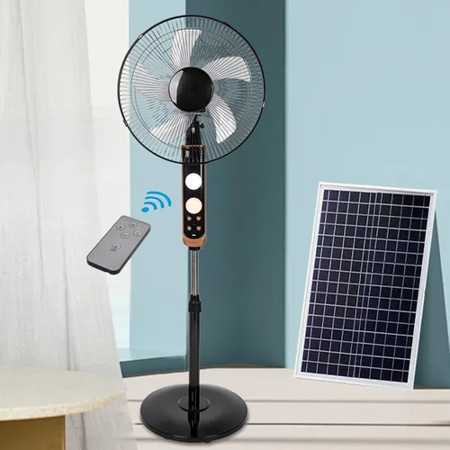 Vista 7 de Ventilador vertical solar de 16 pulgadas, ventilador de piso vertical silencioso con control remoto, adecuado para el hogar, oficina, pesca Blanco