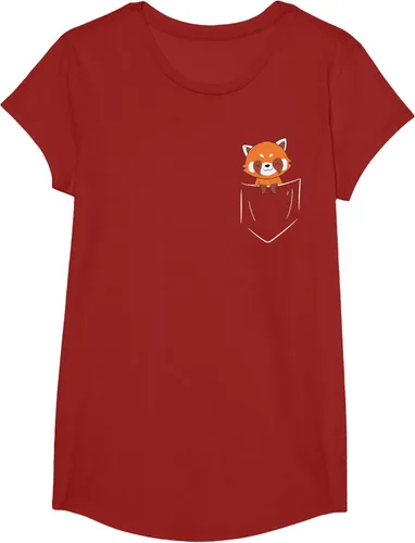 Vista 45 de Funny Red Panda In Pocket - Camiseta con bolsillo, Negro, S