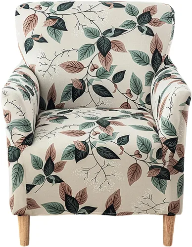 Vista 31 de CRFATOP - Funda elástica para sillón de mediados de siglo moderno de 1 pieza, fundas de silla de acento de jacquard con brazos, fundas de silla