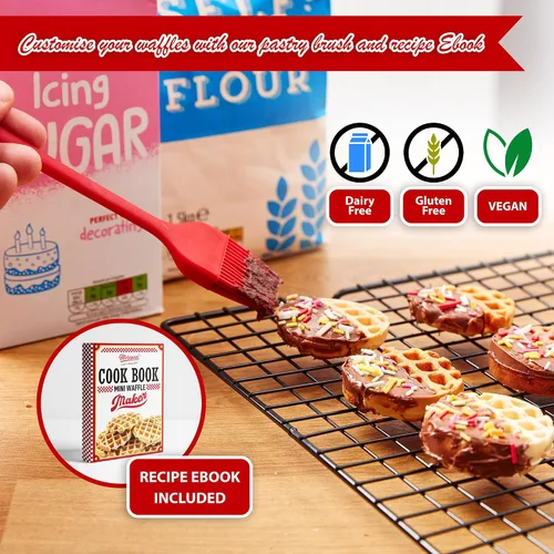 Vista 2 de Mini waflera para niños, pequeña plancha antiadherente para gofres, hace gofres finos de 8 x 2 pulgadas, fácil de usar, Waflera Electrica, recetas