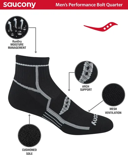 Vista 2 de Saucony Men's Multi-pack Bolt Performance Quarter Socks
