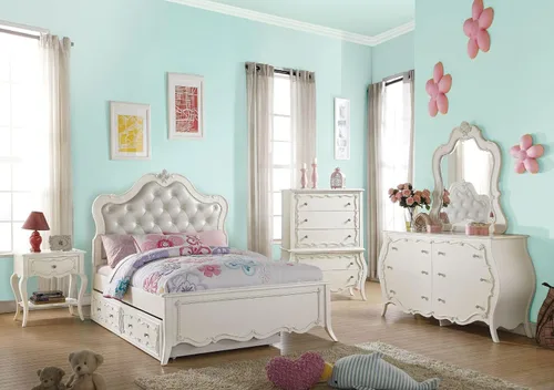Vista 2 de ACME Edalene Twin Bed- Blanco perla