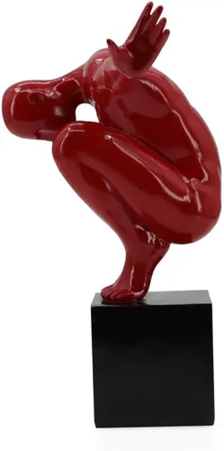 Vista 2 de Escultura decorativa Estatuilla de poliresina Hombre... Escultura moderna decorativa para el hogar con la figura de un hombre (rojo)