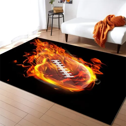 Vista 22 de Alfombra de fútbol americano, 3 x 4 pies, lavable de gran tamaño, ilustraciones 3D, con textura de cuero de fútbol, con cordones, alfombras