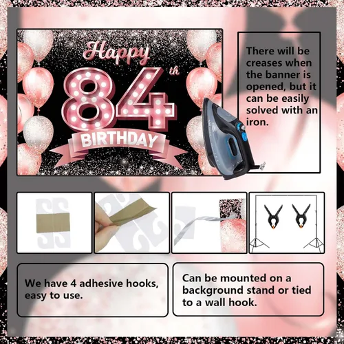 Vista 362 de Cartel de feliz cumpleaños décimo oro rosa, telón de fondo, saludos a 10 años, globos de confeti, decoración temática para niñas de 10 años