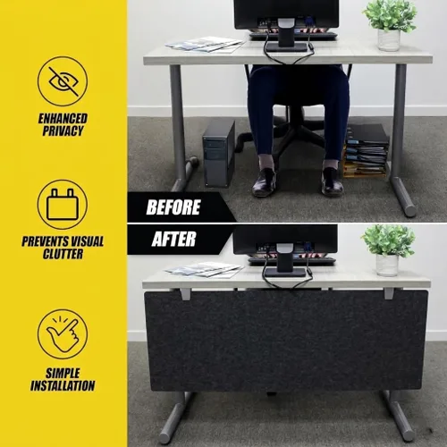 Vista 3 de OBEX Modesty Desk - Pantalla acústica de privacidad de PET, panel absorbente de sonido, ideal para recepción, mesa de estudiante u oficina