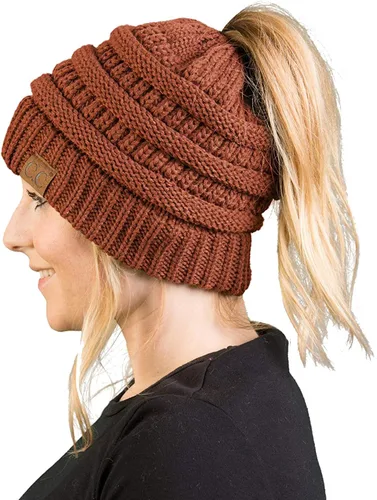 Vista 43 de Funky Junque - Gorro para mujer con ranura para cola de caballo