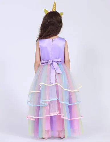 Vista 3 de FENGMAX Disfraz de unicornio para niñas pequeñas con diadema