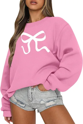 Vista 12 de Sudadera casual de manga larga para mujer, cuello redondo, ajuste holgado, tallas S-3XL