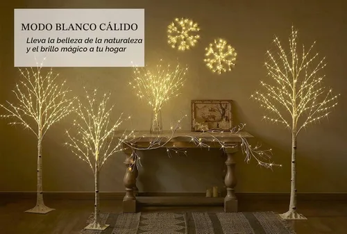Vista 6 de LITBLOOM Árbol de abedul iluminado con ramas enchufables con 8 funciones, de 4 pies, 200 luces LED blancas cálidas y multicolor para decoración