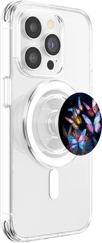 Vista 3 de PopSockets MagSafe PopGrip de mariposas azules de colores brillantes para iPhone