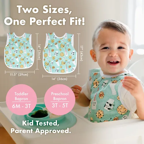 Vista 4 de BapronBaby Galletas y leche Bapron – Babero más seguro sin lazo para el cuello para bebés y niños pequeños – Suave impermeable resistente a