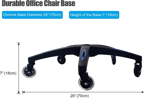 Vista 3 de Frassie Base de silla de juego de 28 pulgadas de nylon con 5 ruedas, parte de repuesto para silla de oficina resistente Boss (Azul)