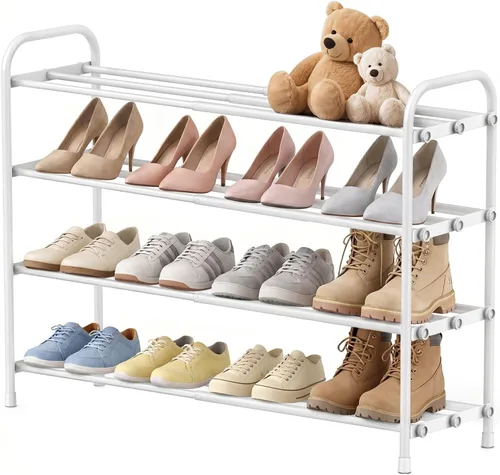 Vista 11 de INSMART Estante Organizador de Zapatos de 2 Niveles: Estante Organizador de Zapatos Ampliable y Ajustable, Estante de Almacenamiento de Zapatos