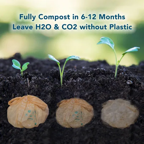 Vista 3 de Bolsas de basura compostables de 1.6 galones, bolsas de basura pequeñas para contenedor de encimera, extragruesas de 0.78 mils, certificado US BPI