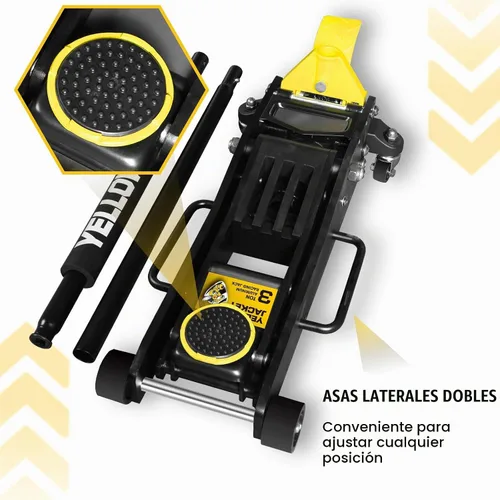 Vista 6 de YELLOW JACKET - Gato de piso de aluminio completo de 3 toneladas, ultra ligero, de bajo perfil, hidráulico, para auto de carreras con bombas duales