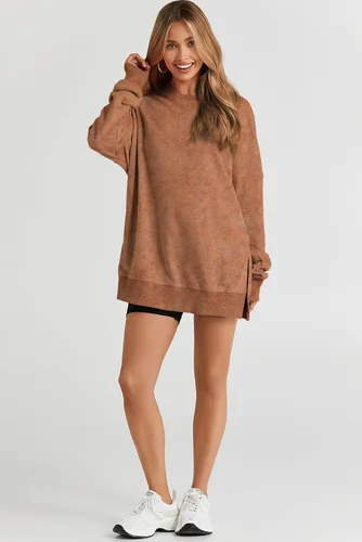 Vista 56 de SHEWIN Sudadera casual de manga larga con cuello redondo para mujer, ligera, holgada