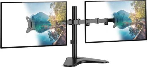 Vista 9 de Mount-It! Soporte de monitor doble para escritorio, soporte de monitor independiente para 2 pantallas de hasta 32 pulgadas, altura ajustable