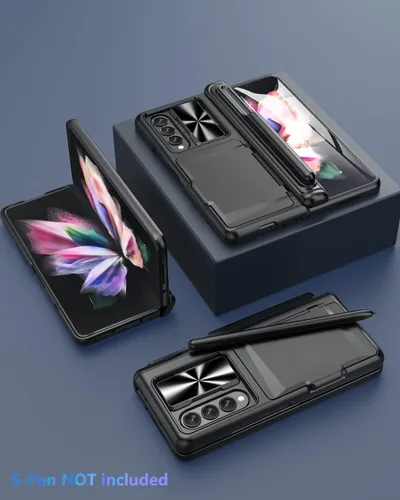 Vista 7 de Viaotaily Funda para Galaxy Z Fold 3 con Soporte para Bolígrafo, Funda Fold 3 con Protección de Bisagra y Protector de Pantalla, Funda con Soporte
