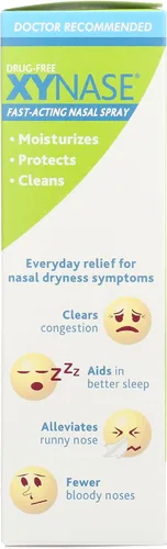 Vista 5 de Xynase Spray nasal con xilitol (0.75 onzas líquidas), alivio suave salino natural para congestión, alergias y presión sinusal, seguro para todas