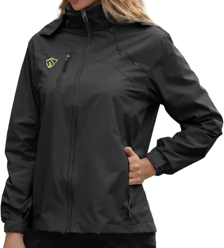 Vista 2 de GIISAM Chaqueta impermeable para mujer, ligera, resistente al viento, con cremallera completa, rompevientos con capucha