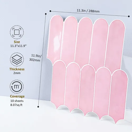 Vista 2 de Protector contra salpicaduras de color rosa, azulejos autoadhesivos de plumas para pared, apto para inquilinos, para cocina, baño, lavandería