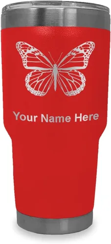 Vista 17 de LaserGram Vaso aislado al vacío de 20 onzas, mariposa monarca, grabado personalizado incluido (negro)