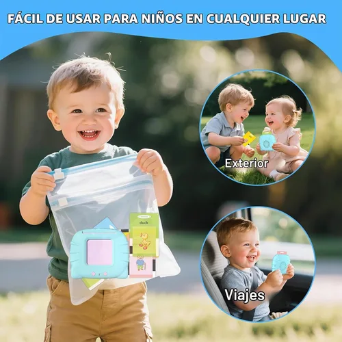 Vista 4 de Tarjetas flash parlantes para niños y niñas de 1, 2, 3, 4, 5 años, dispositivo de aprendizaje sensorial de idiomas con 224 palabras visuales