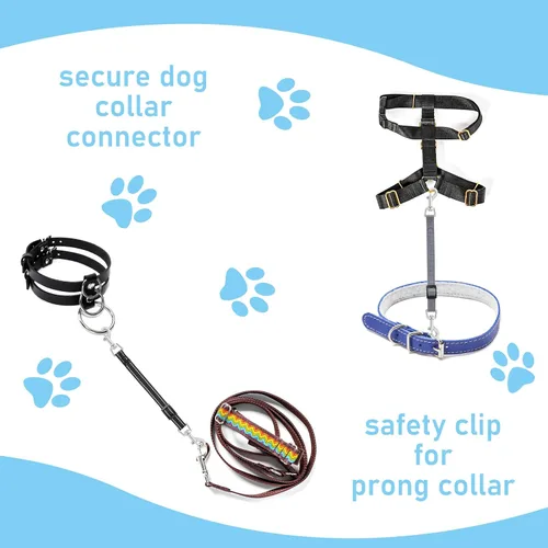 Vista 4 de Cobee Clips reflectantes de nailon para collar de punta, 2 conectores de arnés ajustables de seguridad para perro, clip de cierre de doble extremo