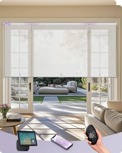 Vista 9 de Graywind Persianas enrollables inteligentes compatibles con Alexa Google, persianas motorizadas de tamaño personalizado para ventanas