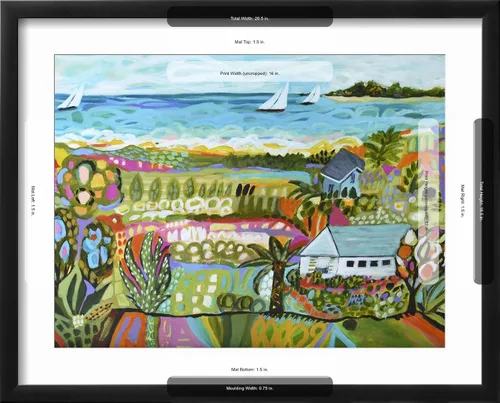 Vista 5 de ART.COM Karen Fields - Lienzo enmarcado para pared, diseño de fantasía náutica, decoración escénica, 16 x 12 pulgadas, marco negro con paspartú