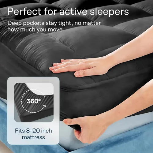Vista 5 de Niagara Sleep Solution 100% Cotton Top Cooling Mattress Topper - Twin Size Cloud-Like Mattress Pad, Breathable, 20" Deep Pocket, Back Pain Relief