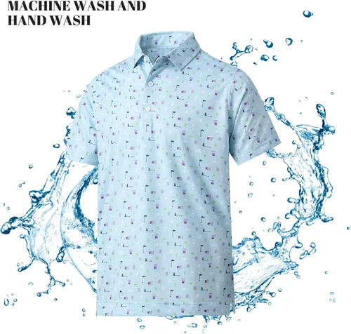 Vista 7 de DEOLAX - Camisetas polo de manga corta para hombre, diseño estampado de moda que absorbe la humedad, para golf