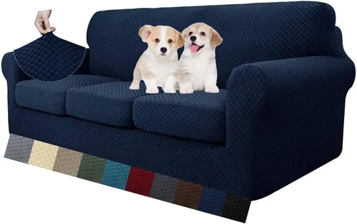 Vista 9 de MAXIJIN funda para sofá de 4 piezas, para sofás de 3 plazas, muy elástica, no se desliza, para perros, para mascotas, protector elástico de muebles