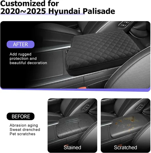 Vista 2 de LUWU Funda de Consola Central Palisade 2025 Compatible con Accesorios Palisade 2020-2024 2025, Funda de Reposabrazos, Almohadilla de Consola