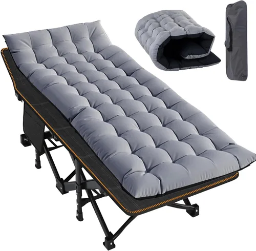 Vista 25 de Slsy Catre de camping plegable para adultos con almohadilla, catres de dormir portátiles acolchados, cama de campamento con bolsa de transporte