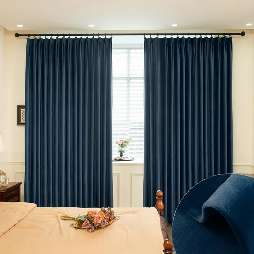 Vista 21 de MUMFAS Panel de Cortina con Pliegues Pellizcos de Terciopelo Sólido con Aislamiento Térmico 95% Opaca para Puerta de Patio para Barra Transversal