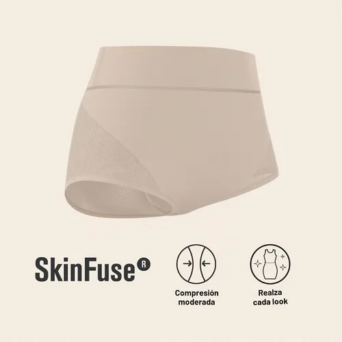 Vista 4 de Leonisa Bragas de compresión adelgazantes de cintura alta, ropa interior con control de abdomen para mujer Beige