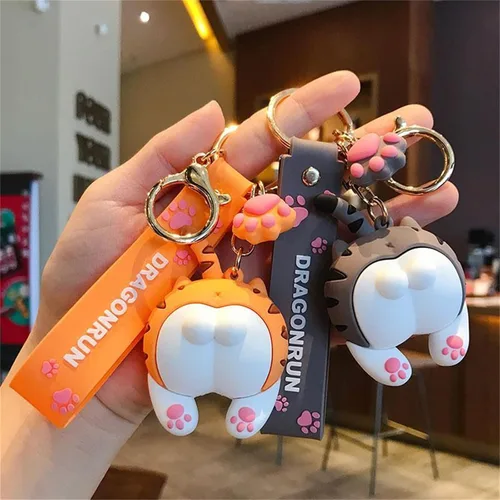 Vista 4 de Gokmnjiuh Llavero de gato de dibujos animados con llavero de metal para llavero de coche, accesorios para niñas y mujeres