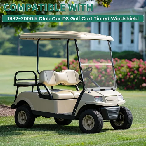 Vista 2 de ECOTRIC Parabrisas compatible con Club Car DS de 1982-2000.5 Clear Fold Down resistente al impacto para carrito de golf Modelo DS