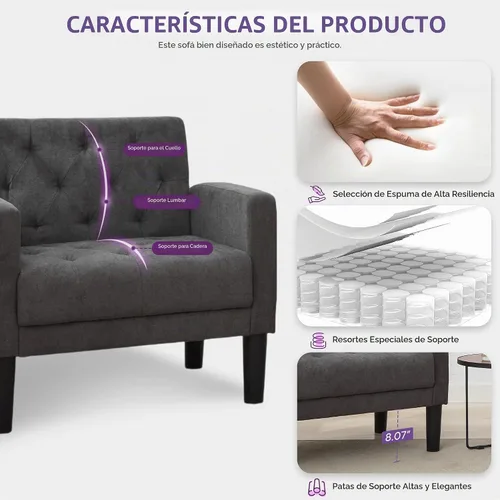 Vista 3 de TYBOATLE Sillas de salón modernas estilo mediados de siglo con botones de tela, cómodas sillas tapizadas modernas para dormitorio y oficina, silla