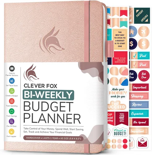 Vista 10 de Clever Fox Planificador de presupuesto bi semanal - Libro organizador financiero sin fecha - Rastreador de gastos, cuaderno de presupuestos y Negro