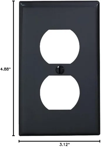 Vista 2 de Leviton Placa de pared para receptáculo dúplex de dispositivo de 1 gang, tamaño estándar, nailon termoplástico, montaje de dispositivo, 80703-E