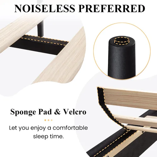 Vista 7 de SHA CERLIN Base de cama de plataforma tapizada completa con cabecera ajustable, tela de terciopelo capitoné de canal vertical, soporte de listones