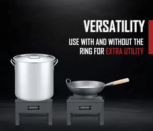 Vista 5 de Concord Profesional Quemador de Wok de Ciclones Único con Soporte. Hasta 100,000 BTU. Excelente para Cerveza Casera, Wok Salteado, Pavo, Etc. (33 cm)