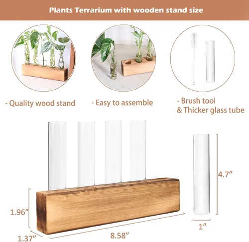Vista 5 de KAXYEW - Estación de propagación de plantas, tubos de propagación de plantas, regalos para amantes de las plantas, soporte de tubo de ensayo, jarrón