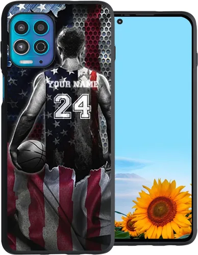 Vista 6 de Funda de goma personalizada con nombre del jugador de baloncesto con nombre de la bandera de Estados Unidos para iPhone 16, 15, 14, 11, 12, 13, XR