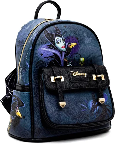 Vista 3 de Wondapop Disney Maleficent - Mini mochila de piel vegana de 11 pulgadas, Negro