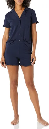 Vista 7 de Amazon Essentials - Conjunto de pijama de algodón modal con cuello de muesca y volantes para mujer Beige