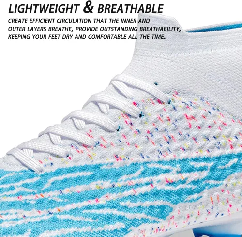 Vista 3 de MEBAMY Zapatos de fútbol para hombre, zapatos de fútbol para exteriores, AG, FG, transpirables, ligeros, para fútbol, béisbol, lacrosse, rugby